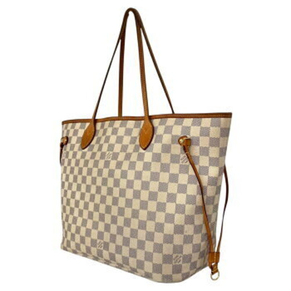 Louis Vuitton White Bag Tote Azur Damier Shoulder Neverfull - Picture 3 of 10